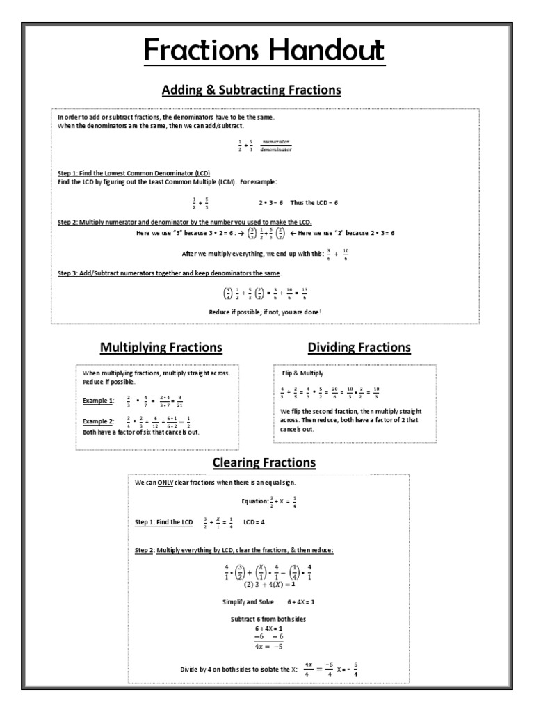 Fractions | PDF | Fraction (Mathematics) | Mathematical Notation