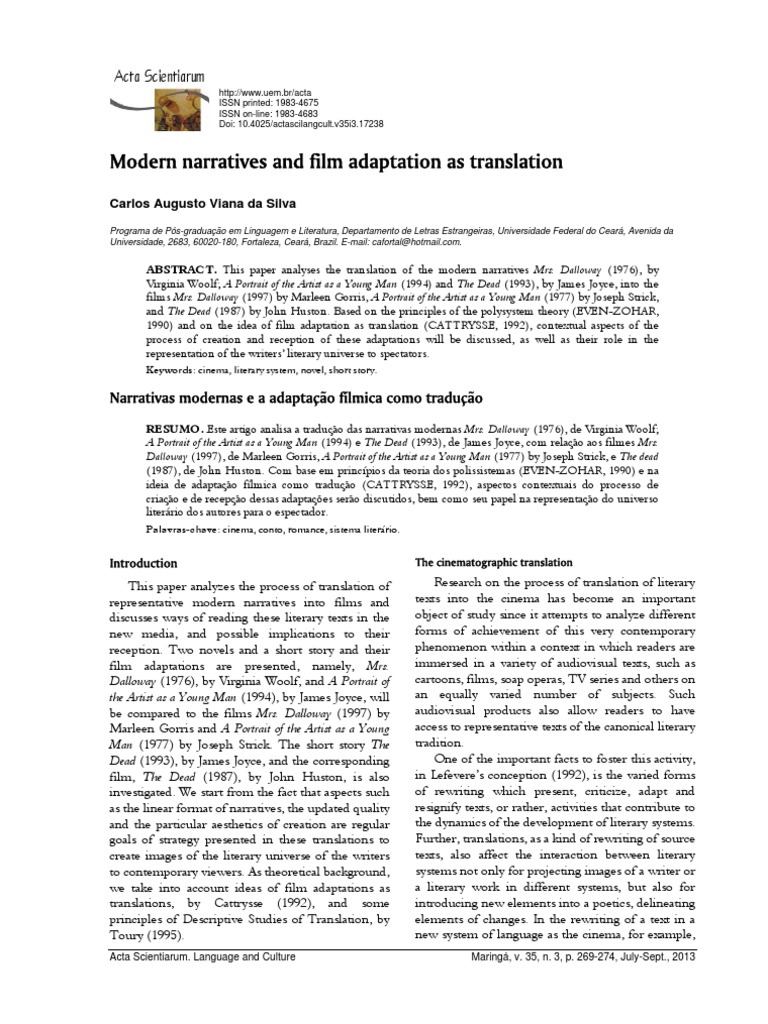 Modern Narratives and Film Adaptation As Translation | PDF | Mrs ...
