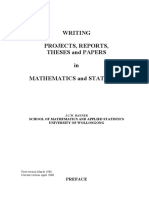 Writing Projects, Reports, Theses and Papers in Mathematics and Statistics