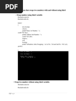 Swap Number Using Third Variable: 1. Write A Program That Swaps Two Numbers With and Without Using Third Variable