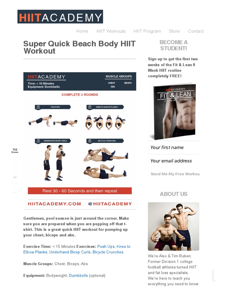 Super Quick Beach Body HIIT Workout HIIT Academy HIIT Workouts