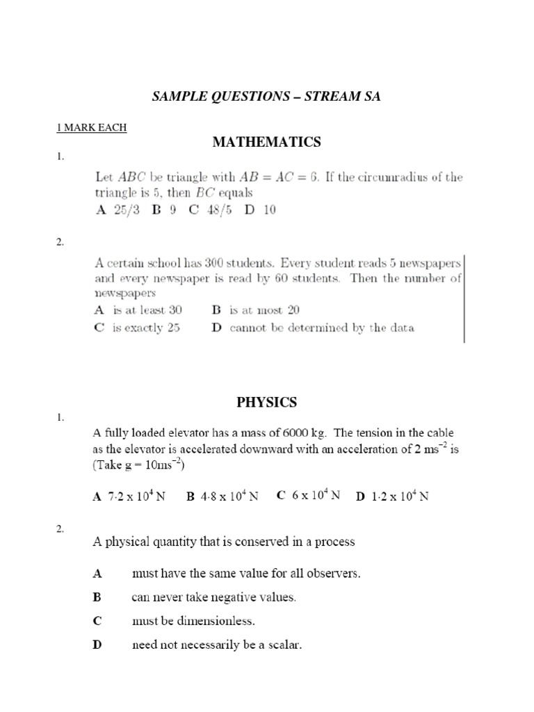Sample SA Exam Questions | PDF