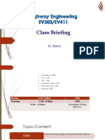 Highway Engineering EV303/EV411: Class Briefing