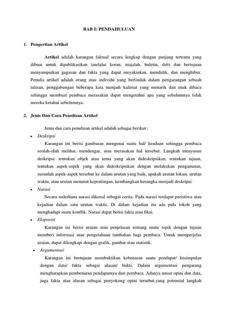 Tugas Artikel Bahasa Indonesia (Tugas Akhir)