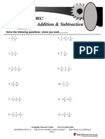 Fractions Add Subtract Math Problems