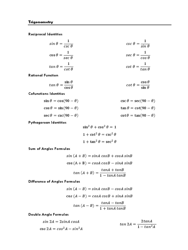 Trigonometry: Reciprocal Identities | Trigonometric Functions | Sine ...