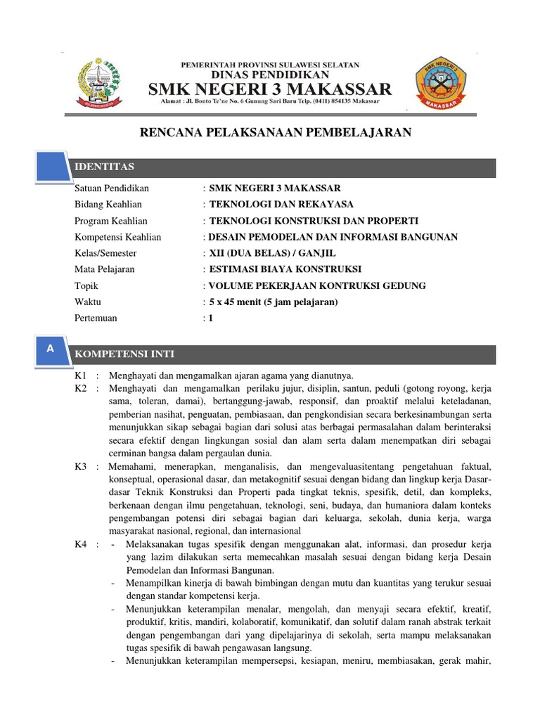 Rpp Estimasi Biaya Konstruksi