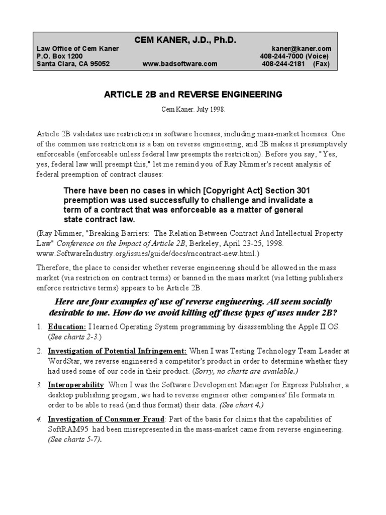 Rev Eng Short | PDF | File Format | Federal Preemption