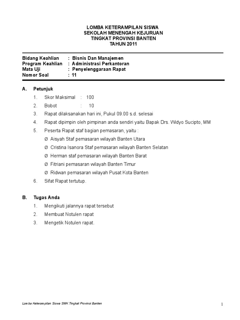 Contoh Soal Praktik Rapat