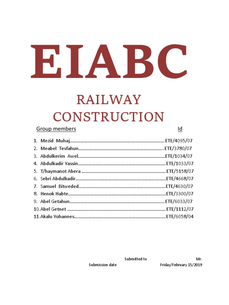 EIABC Railway Construction Group Members | PDF