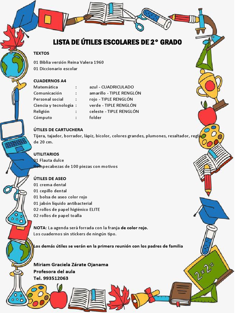 Lista De Utiles Escolares De Quinto Grado De Primaria PDF, 52 OFF
