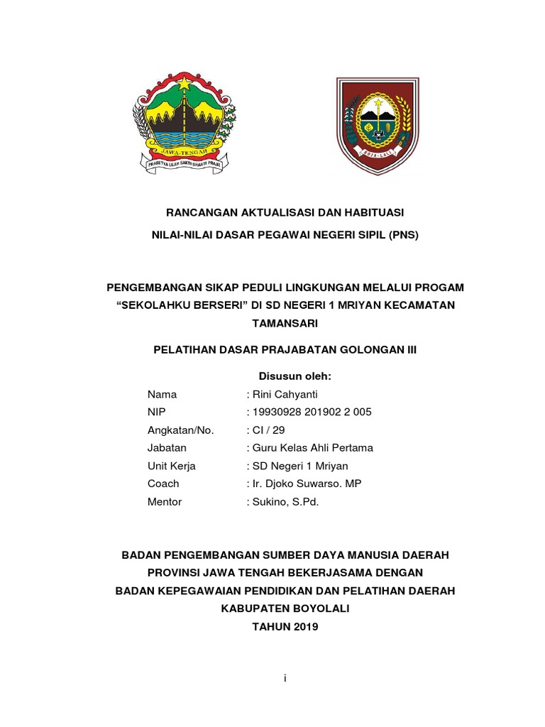 Rancangan Aktualisasi Diklatsar Cpns 2018