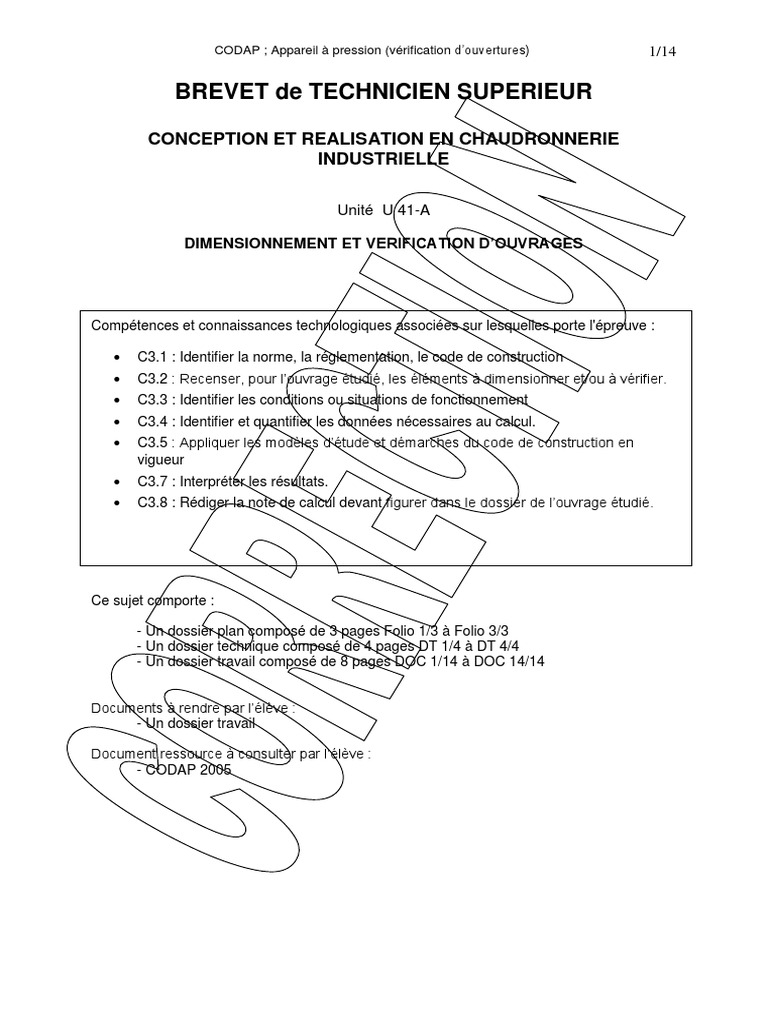 CODAP Ouvertures Virole Fond Corrige PDF | PDF | Élasticité (Physique ...