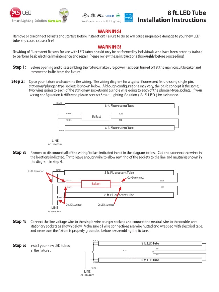 LED Tube Installation Guide | PDF | Fluorescent Lamp | Vacuum Tube