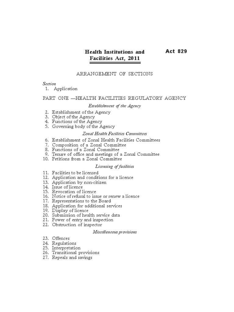 Act 829 Health Institutions and Facilities Act2cl 2011 PDF PDF