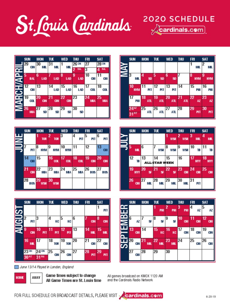 Cardinals 2020 Schedule | St. Louis Cardinals | St. Louis