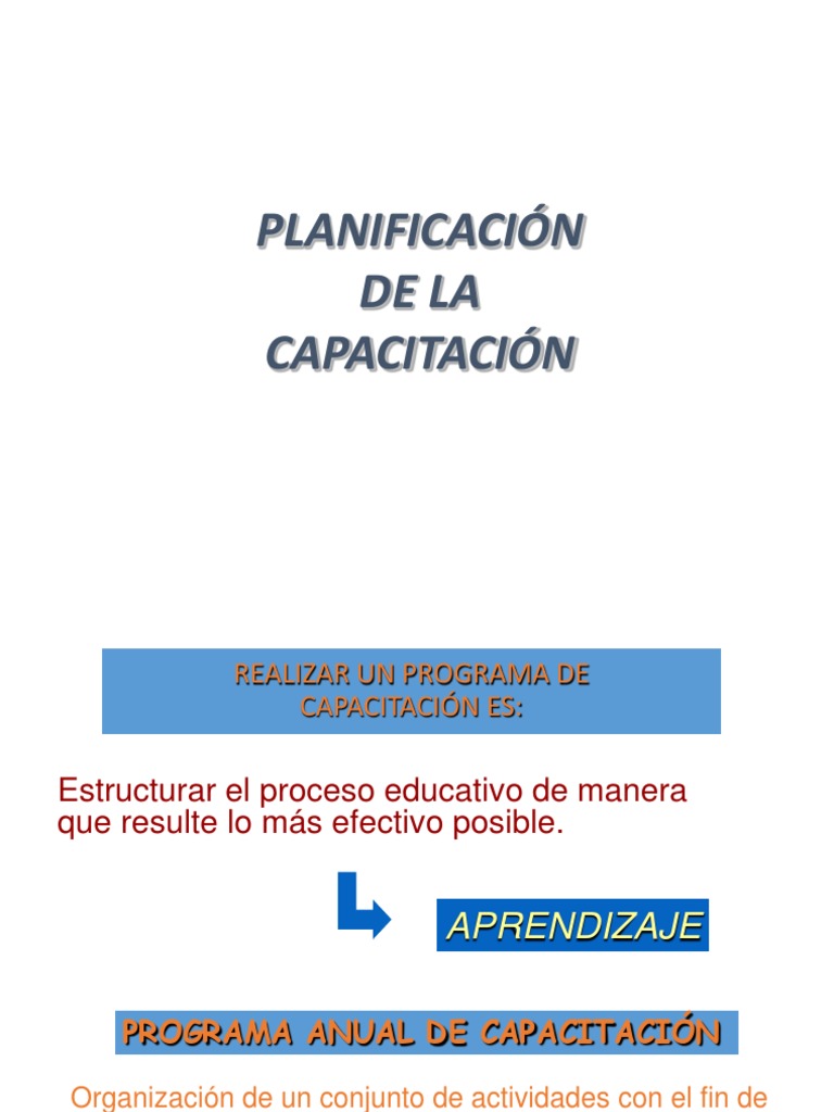 Planificacion de La Capacitacion | PDF | Planificación | Aprendizaje