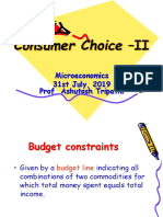 Consumer Choice - II: Microeconomics 31st July, 2019 Prof. Ashutosh Tripathi