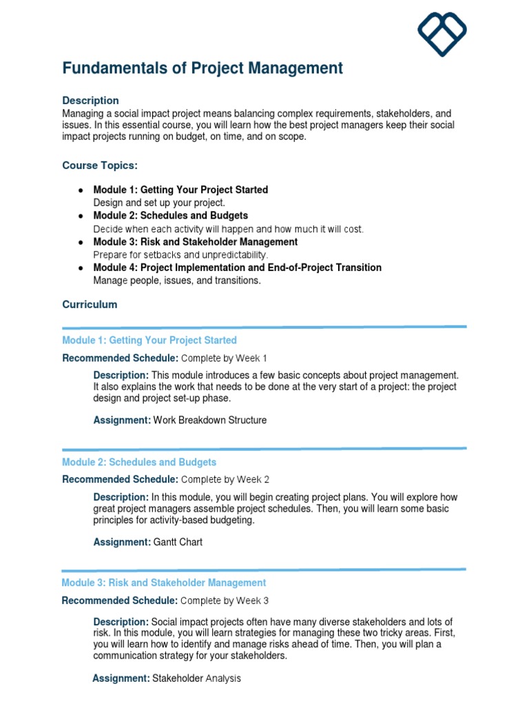 Social Impact Project Management Course | PDF | Project Management ...