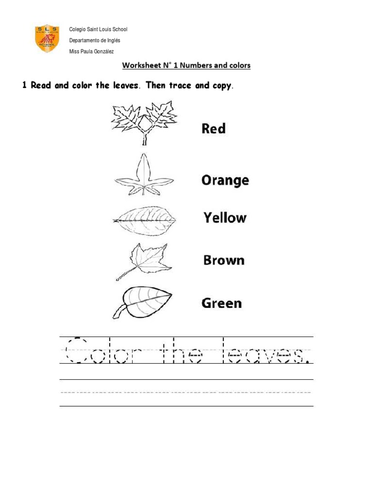 Numbers and Colors Worksheet for Kids | PDF