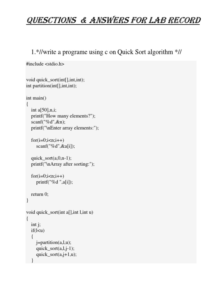Programme Q & A FOR LAB RECORD | PDF | Mathematical Logic | Discrete ...
