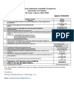 Provisional Admission Schedule (Tentative) University of Calcutta M.Tech. Courses 2019-2020