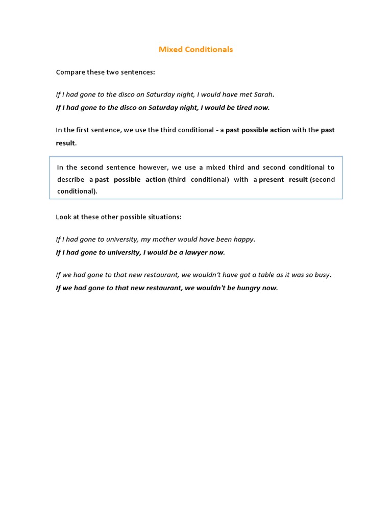Mixed Conditionals | PDF