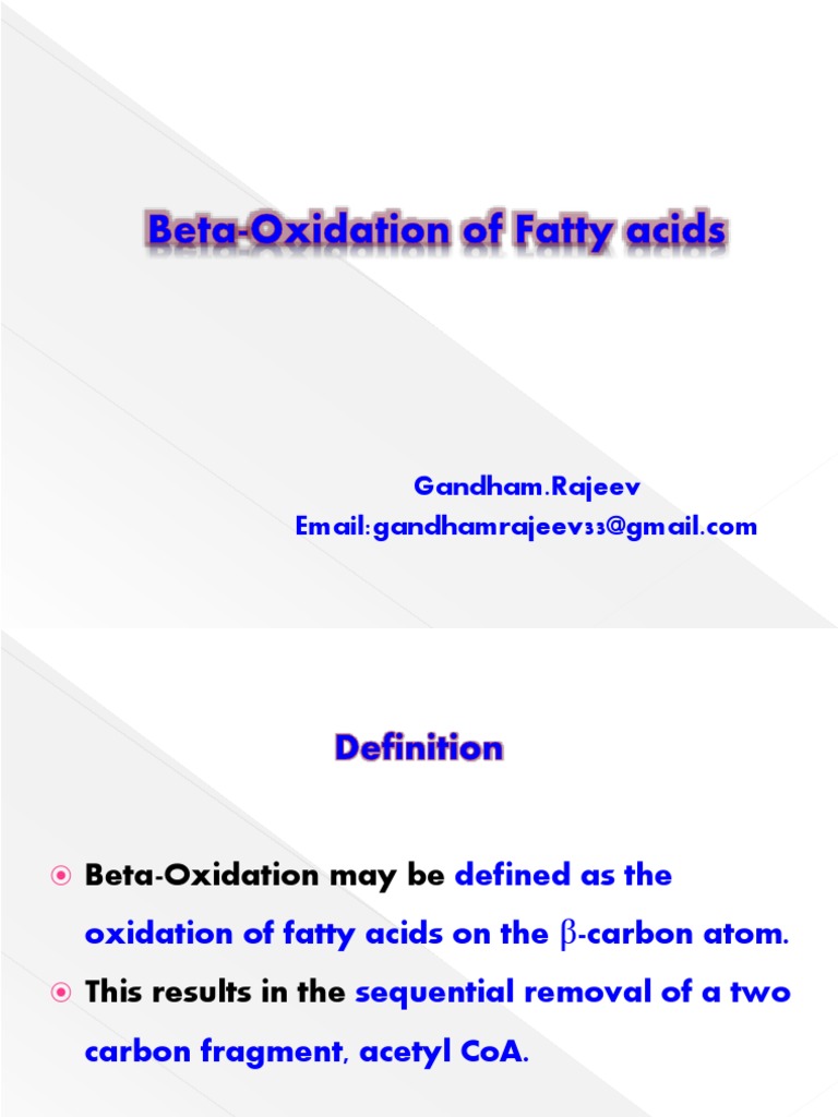 Beta-Oxidation of Fatty Acids Explained | PDF | Adenosine Triphosphate ...