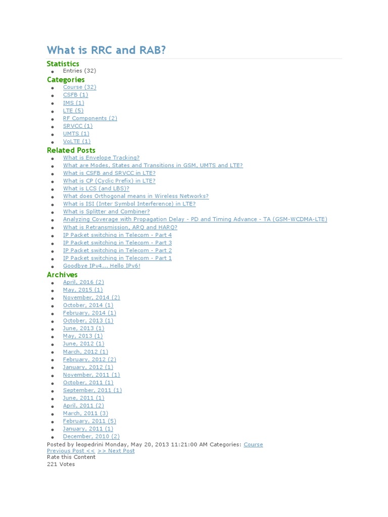 RRC and RAB | PDF | Computer Network | Quality Of Service