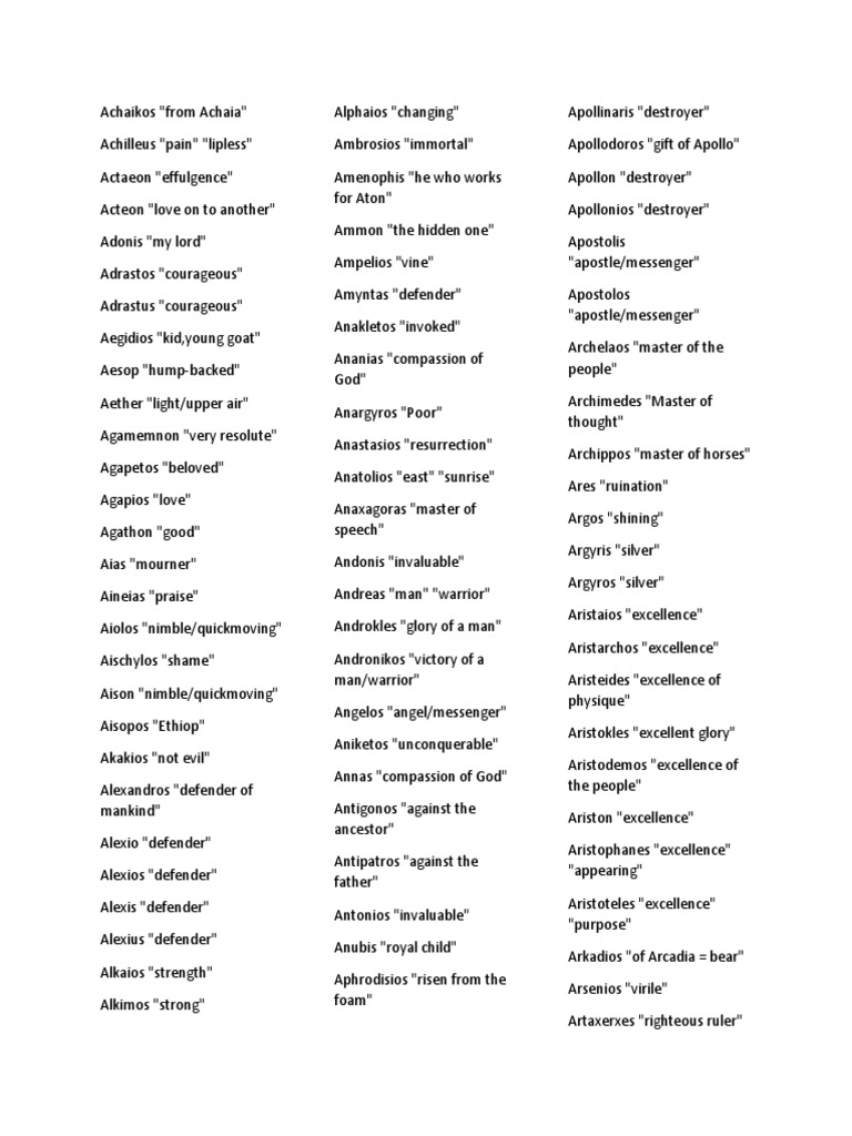 An Analysis of Greek Names Insights into Etymologies and Meanings PDF Greek Mythology