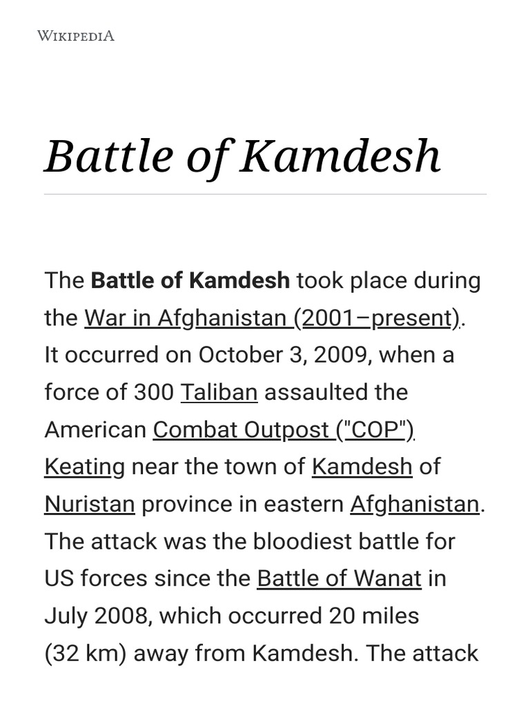 Battle of Kamdesh: Key Facts & Outcomes | PDF | United States Army Air ...