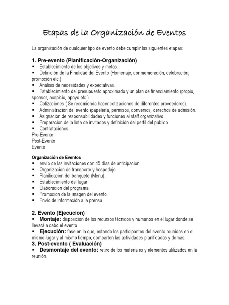 Etapas en la Organización de Eventos | PDF | Business
