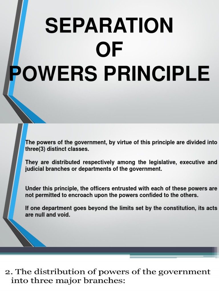Principles of Separation of Powers | PDF | Separation Of Powers Under ...