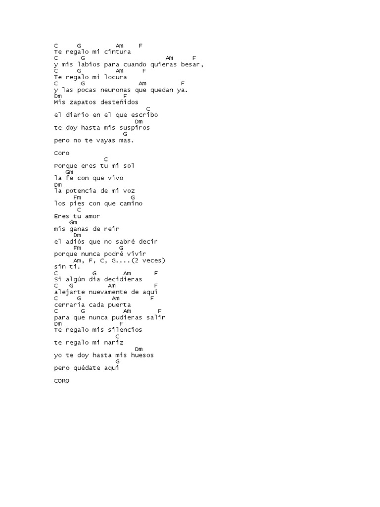 Acordes de Guitarra - Shakira Tu | PDF