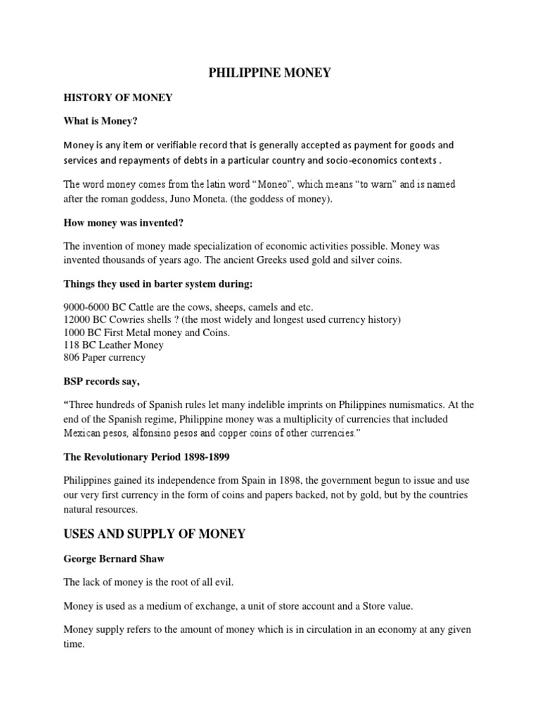 Philippine money mics pdf currency money