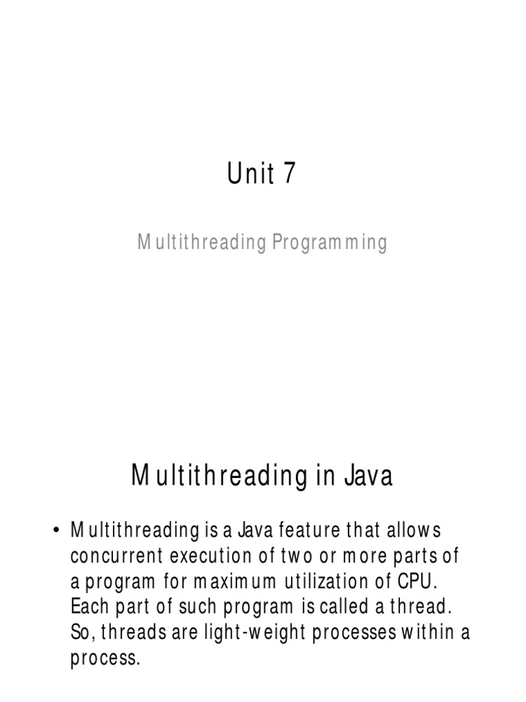 Unit 7: Multithreading Programming | PDF | Thread (Computing ...