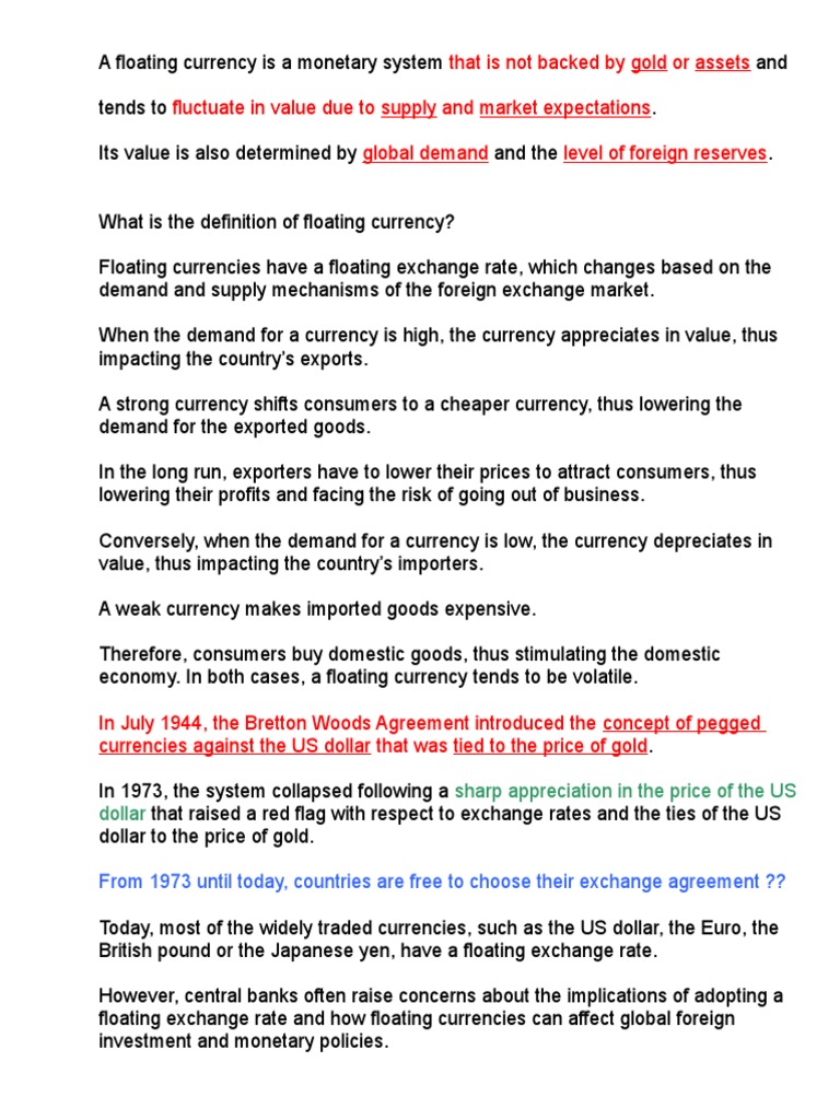 Floating A Currency | PDF | Floating Exchange Rate | Fixed Exchange