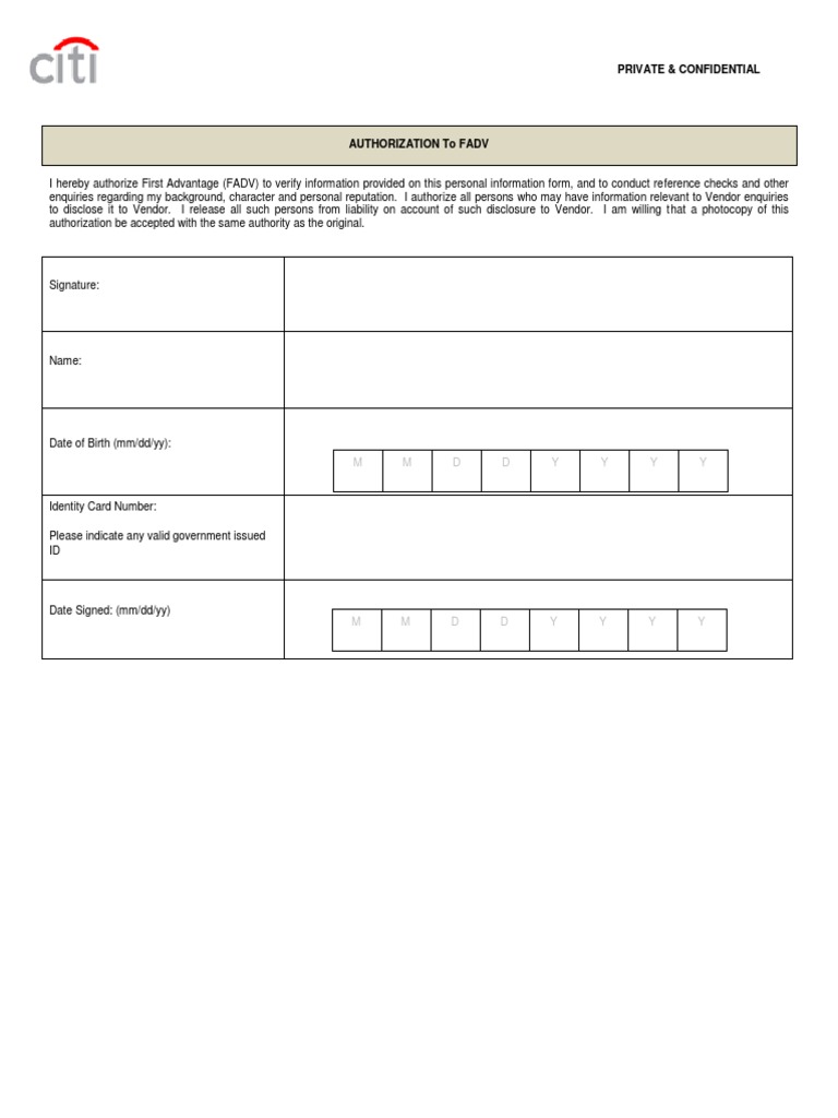 First Advantage Authorization Form | PDF