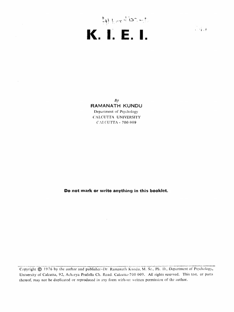 K. I E. I.: Ramanath Kundu | PDF | Extraversion And Introversion ...