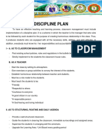 Discipline Plan: I - A. As To Classroom Management