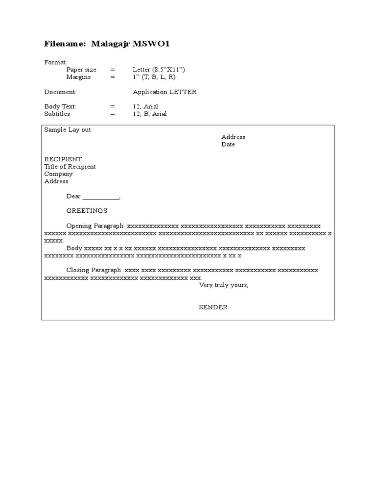 Application Letter Template | PDF