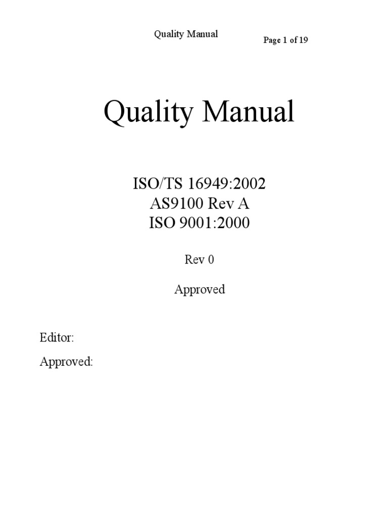 Quality Manual Example PDF Quality Management System Iso 9000