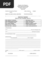 Minutes of Hearing March 5, 2019 (Tuesday) 5:30 P.M.: Robert Sun James Suarez Y Montañez Frustrated Murder