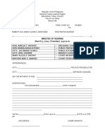 Minutes of Hearing March 5, 2019 (Tuesday) 5:30 P.M.: Robert Sun James Suarez Y Montañez Frustrated Murder