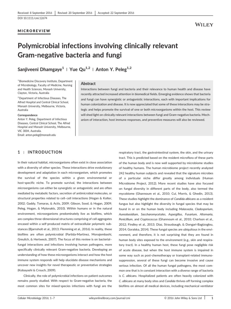 Polymicrobial Infections: Bacteria & Fungi | PDF | Pseudomonas ...