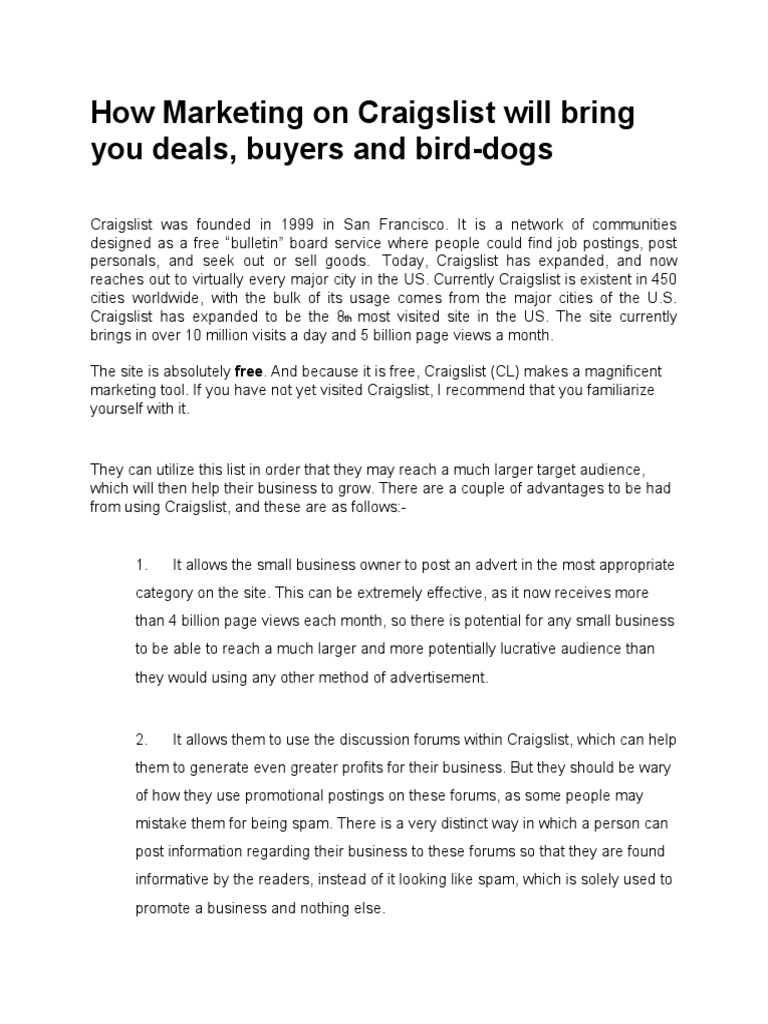 Craigslist Killer Manuscript PDF Craigslist Advertising