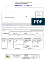 Application Form: Applicant's Signature Date