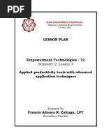 Lesson Plan - EmTech - 12 - Q3L4 - Applied Productivity Tools With Advanced Application Techniques