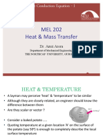Heat Conduction Equation - I: MEL 202 Heat & Mass Transfer MEL 202 Heat & Mass Transfer