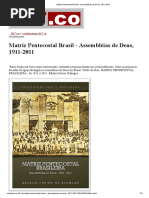 Matriz Pentecostal Brasil - Assembléias de Deus, 1911-2011